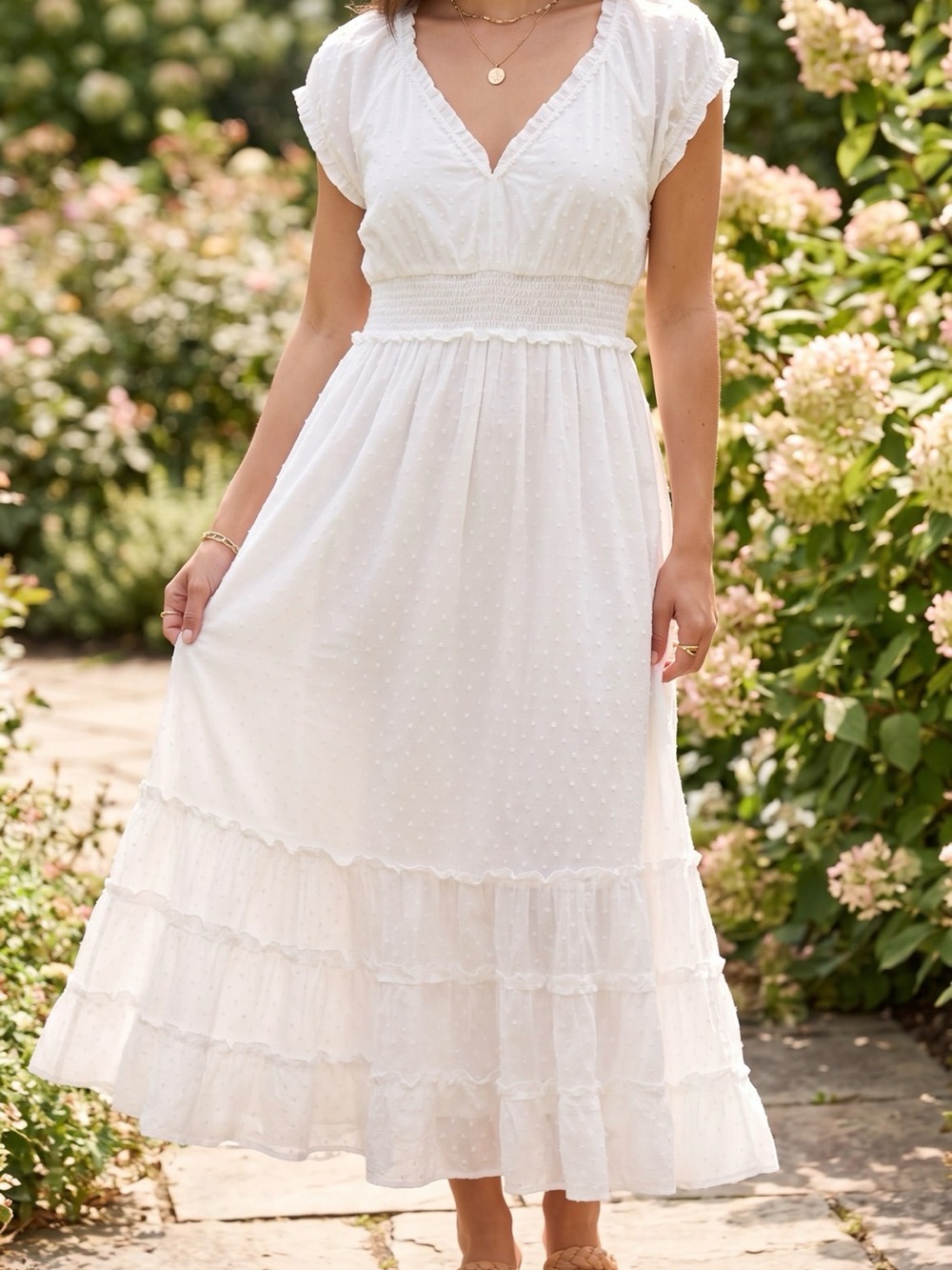 Betsey Johnson White Textured V-Neck Dress